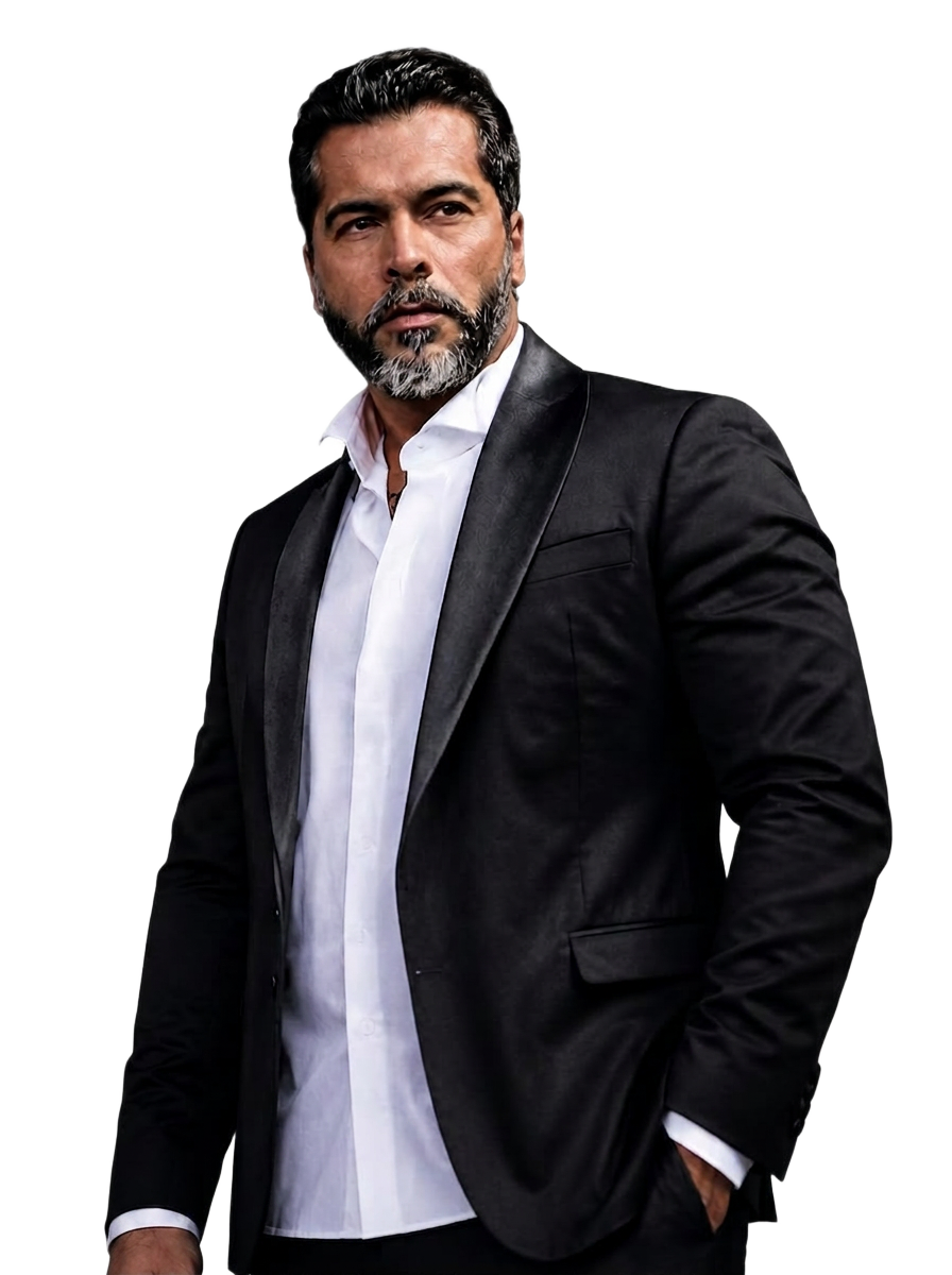 Aurelio Savina, Ohlala Botschafter, im schwarzen Blazer